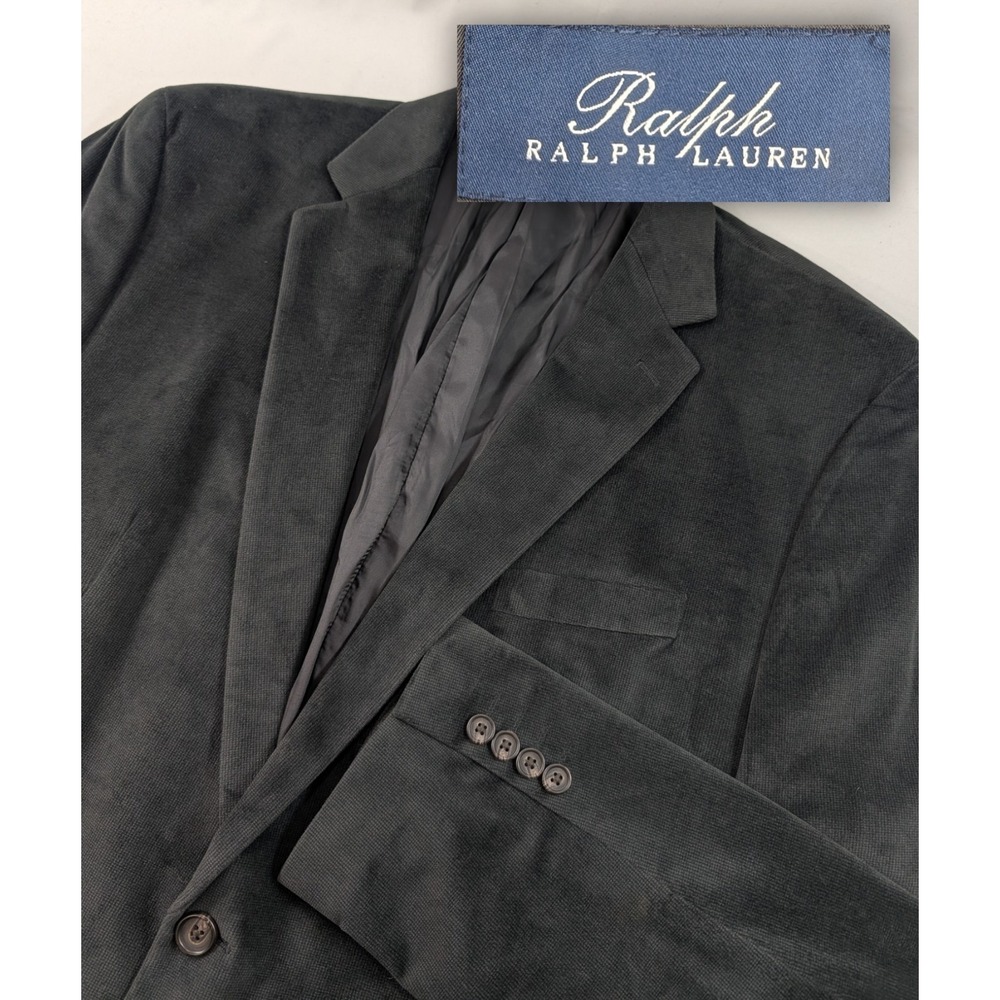 L. Ralph Lauren Blazer Sport Jacket Charcoal Gray Valour Soft Polyester 48L 50"